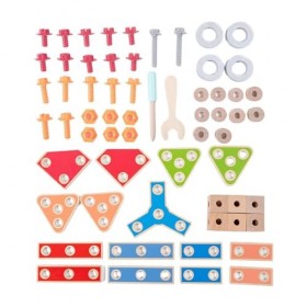 perfk Écrou et boulons en Bois, Jouet à empiler, activités de Jeu et dapprentissage, Jeu de Blocs de Construction éducatifs 