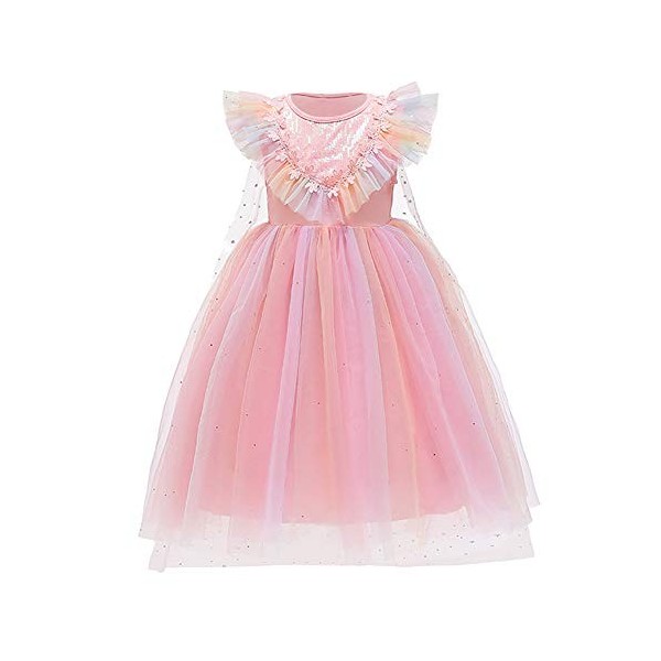 FYMNSI Costume de princesse Elsa de la Reine des Neiges pour filles avec accessoires pour Halloween, cosplay, Noël, carnaval,