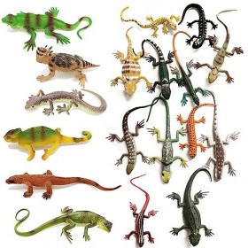 Yitaocity Lot de 18 figurines réalistes de lézard caméléon pour reptiles - Figurines danimaux - Accessoire de farce - Jouet 
