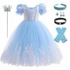 IBTOM CASTLE Déguisement Cendrillon Filles Enfants Princesse Robe Halloween Carnaval Soirée Anniversaire Partie Cendrillon Co