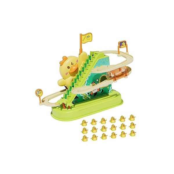 F Fityle Petits Canards Jouets descalade Montagnes Russes Jouet Canard avec Musique Baignoire Jouet Ensemble de Jeu de Piste