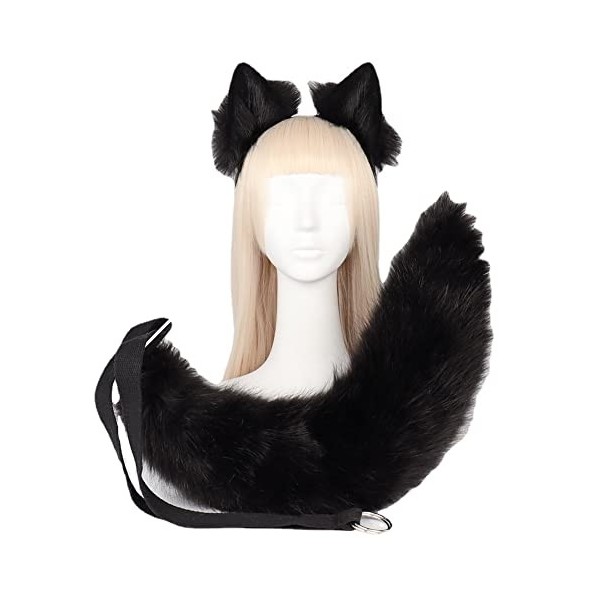 Ensemble Complet Déguisement Chat Noir – Oreilles, Queue, Cravate & Strass – Halloween & Fêtes