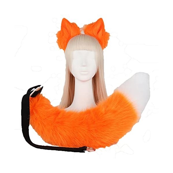 Ensemble de déguisement de simulation danimaux à deux éléments pour cosplay, queue de renard, queue de loup, oreilles danim