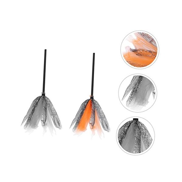 ABOOFAN 6 Pièces Balai De Sorcière Enfant Cadeaux Tenues Maquillage Sorcière Cosplay Balai Halloween Jeu De Rôle Jouets pour 