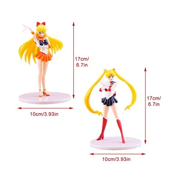 Sailor Moon Action Figure Modèle 2pcs Sailor Moon Décoration de gâteau de Personnages danime, Figurine de Collection Sailor 