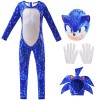 DreamJing Ensemble de costume Sonic le hérisson pour enfants et garçons comprenant une combinaison, un masque, un bandeau et 