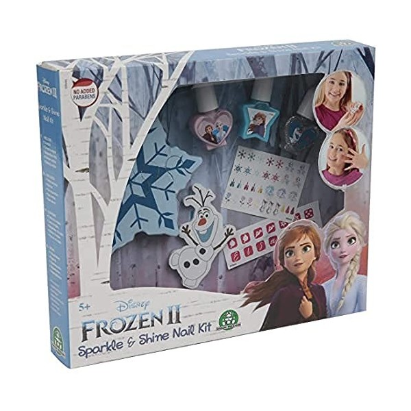 La Reine des Neiges 2, NaIl Kit Sparkle & Shine, Kit Manucure avec 4 Vernis à Ongles, Stickers, Lime, Jouet pour Enfants dès 