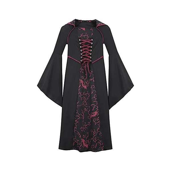 Rubu22a Robe Vampirin pour fille - Costume dHalloween - Halloween - Doux ou aigre - Jeu de rôle - Cosplay A4 Vin, 140 