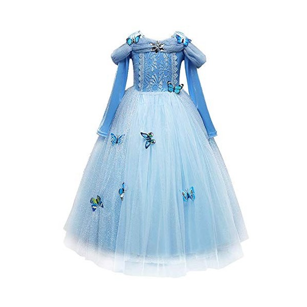 IBTOM CASTLE Robe de princesse pour fille, robe de Cendrillon, costumes de princesse, costume de papillon, fille, fête danni
