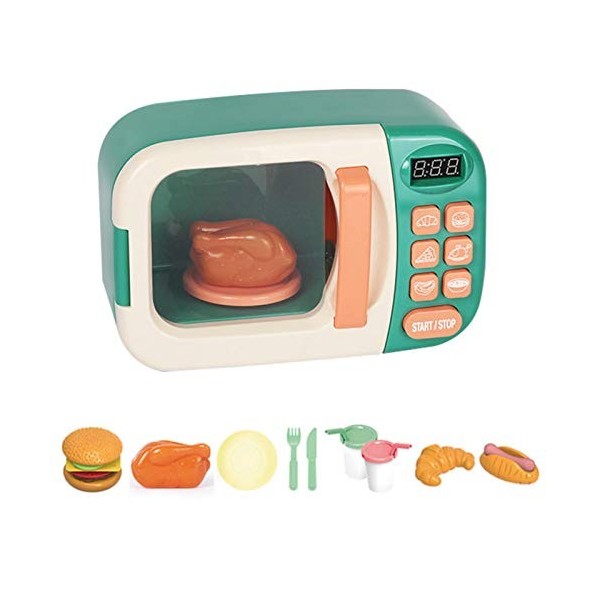 FASSME jeu cuisine pour enfants, jouets simulation jeu rôle électrique au micro-ondes avec des aliments réalistes et un son/l