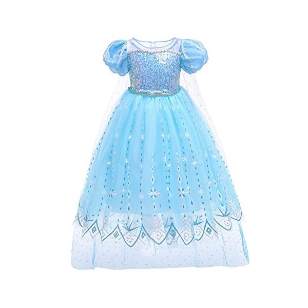 MYRISAM Filles Déguisement Robe Reine des Neiges Princesse Elsa Costume de Carnaval Halloween Cosplay Noël Robe de Soirée Cér