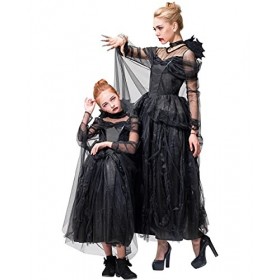 IKALI Filles Sorcière Costume Noir Halloween Magie Tutu Robe Enfants De Luxe Robe De Déguisement avec Cape