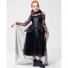 IKALI Filles Sorcière Costume Noir Halloween Magie Tutu Robe Enfants De Luxe Robe De Déguisement avec Cape