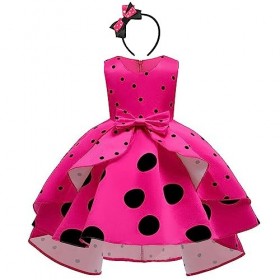 IBTOM CASTLE Robe Minnie pour fille - Noël - Carnaval - Halloween - Costume vintage à pois - Princesse tutu Hi-Lo - Avec orei