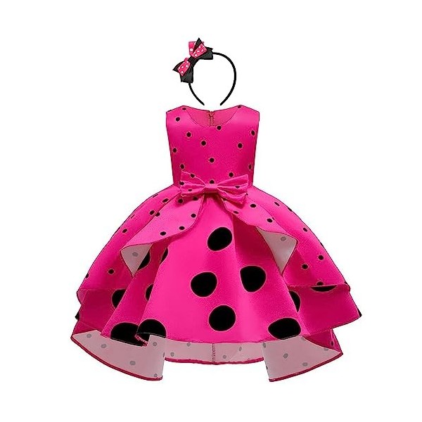 IBTOM CASTLE Robe Minnie pour fille - Noël - Carnaval - Halloween - Costume vintage à pois - Princesse tutu Hi-Lo - Avec orei