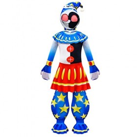 Jilijia Sundrop Moondrop Costume FNAF Cosplay Costume Five Nights Game Scary Costume Clown Jumpsuit with Mask for Kids Hallow