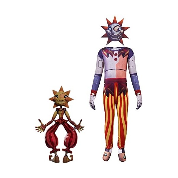 RUIZE Déguisement Cosplay FNAF, Personnage de Jeu Sundrop Moondrop Clown Uniforme de déguisement, Horror Themed Five Nights F