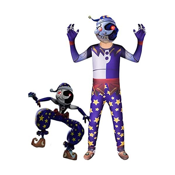 RUIZE Déguisement Cosplay FNAF, Personnage de Jeu Sundrop Moondrop Clown Uniforme de déguisement, Horror Themed Five Nights F