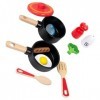 ibasenice Jouets 1 Ensemble Daccessoires De Cuisine en Bois Jouet en Bois Casseroles Poêles Ustensiles De Cuisine Jeu De Déc