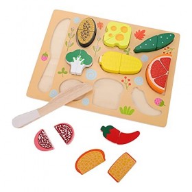 TOYANDONA 1 Jeu Casse-tête en Bois Jouets Déveil Jouet De Coupe De Bois Jouet Cognitif Jouer Aux Jouets De Cuisine Faire Sem