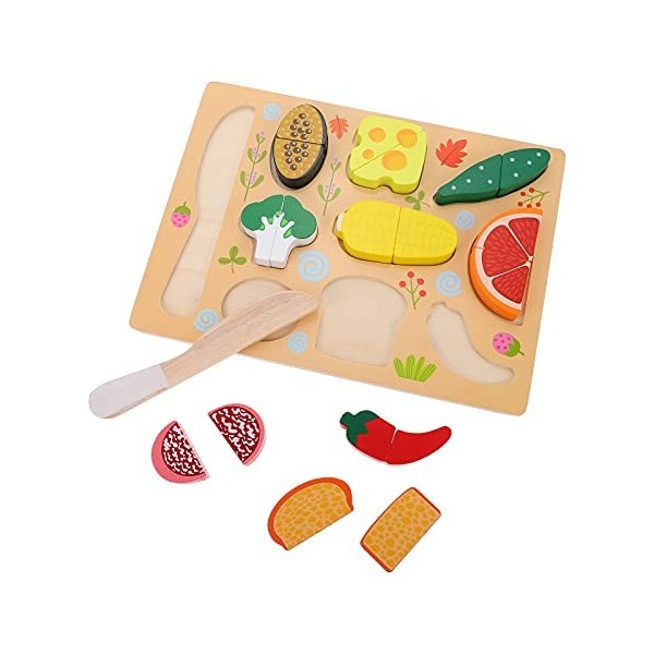 TOYANDONA 1 Jeu Casse-tête en Bois Jouets Déveil Jouet De Coupe De Bois Jouet Cognitif Jouer Aux Jouets De Cuisine Faire Sem