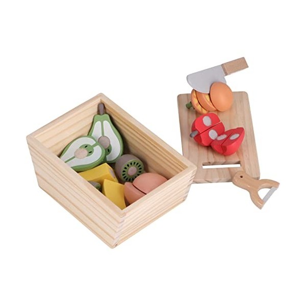 BORDSTRACT Ensemble de Fruits et légumes de Coupe en Bois, Jouets de Simulation de Jeu de Nourriture Jouets dapprentissage d