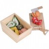 BORDSTRACT Ensemble de Fruits et légumes de Coupe en Bois, Jouets de Simulation de Jeu de Nourriture Jouets dapprentissage d