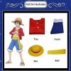 SZYDM Anime One Piece Monkey D. Luffy Tenue de Cosplay avec Chapeau, Pantalon de Jeu de rôle, Ensemble Complet de vêtements d