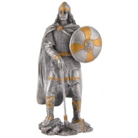 Veronese Viking avec hache et bouclier en étain peint à la main avec couleur argent et or