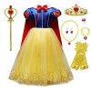 Costume de Blanche-Neige pour fille avec baguette couronne de princesse, déguisement de princesse pour carnaval, fête danniv