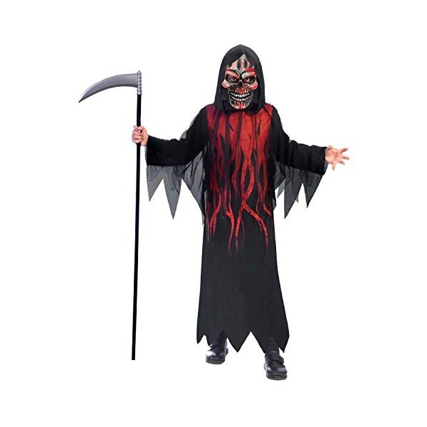 amscan 9907095 – Costume pour enfant Dark Shadow Reaper, Robe avec masque, Faucheuse, Grim Reaper, Carnaval, Fête à thème, Ha