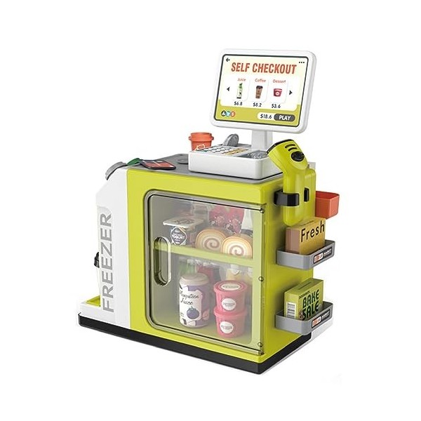 Fiorky Mini caissier de supermarché avec lumière sonore, magasin de jeux de simulation, cadeaux, caissier, sans BPA, pour gar