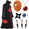 Akatsuki Costume de 8 pièces pour enfant adulte Costume Akatsuki Anime Cosplay Obito Costume avec masque Obito Anneau Uchiha 