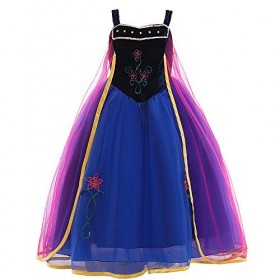 Costume de princesse pour fille,Anna,Robe avec cape,Pour fête danniversaire,Fantaisie,Cosplay,Déguisement fou,Carnaval,Noël,