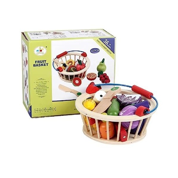 Miaelle Jouet de cuisine mignon fruits légumes avec panier de rangement, kit de découpe jouet de cuisine jeu de rôle