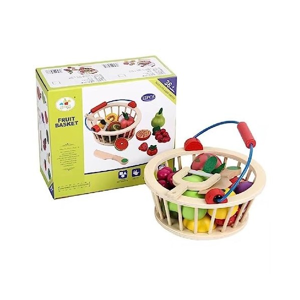 Miaelle Jouet de cuisine mignon fruits légumes avec panier de rangement, kit de découpe jouet de cuisine jeu de rôle