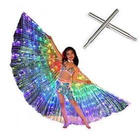 DRYEN Aile de danse orientale 172 LED pour enfants, costume de danse orientale pour fille, ailes dange lumineuses à 360 degr