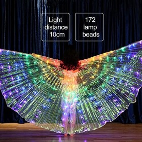 DRYEN Aile de danse orientale 172 LED pour enfants, costume de danse orientale pour fille, ailes dange lumineuses à 360 degr