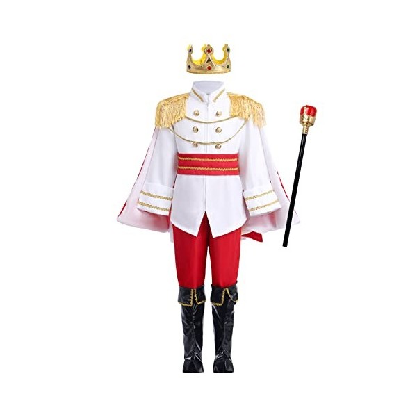 Costume de prince charmant pour garçons,Tenue de prince royal à manches longues, veste, pantalon, couronne, ceinture, ensembl
