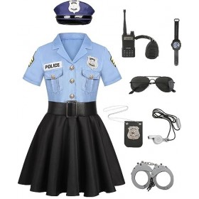 Miulruma Costume de police pour fille - Costume dofficier - Équipement de truelle de police - Jouet pour enfants et filles -
