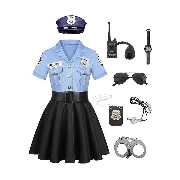 Miulruma Costume de police pour fille - Costume dofficier - Équipement de truelle de police - Jouet pour enfants et filles -