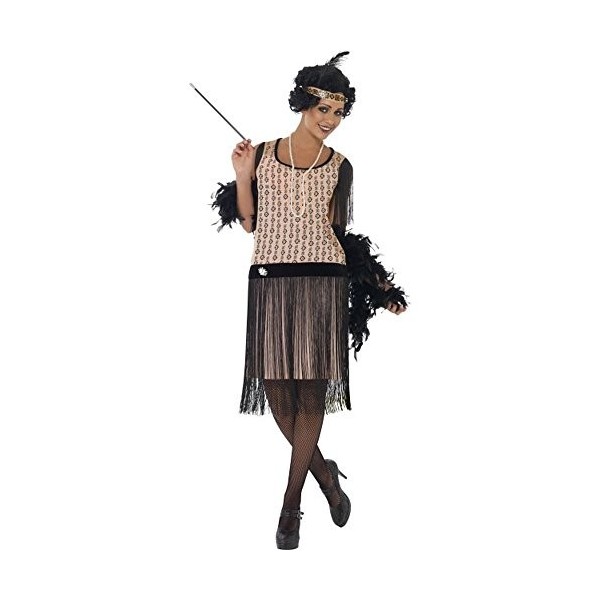 Smiffys Costume coco délurée des années 20, robe, porte-cigarette, collier & coiffe - S