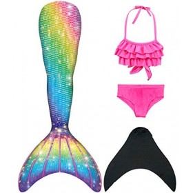 shepretty Queues de Sirène Mermaid Bikini Maillots de Bain Costume Cosplay pour Filles，xiaoheiJCKA09-130