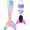 shepretty Queues de Sirène Mermaid Bikini Costume Cosplay pour Filles,4pc，xiaofenM1,120