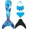 shepretty Queues de Sirène Mermaid Bikini Maillots de Bain Costume Cosplay pour Filles，xiaoheiJCKA15-130