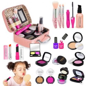 Kit de maquillage pour enfant fille - 21 pièces - Avec trousse sirène - Cadeau de princesse pour 4, 5, 6, 7, 8, 9, 10 ans