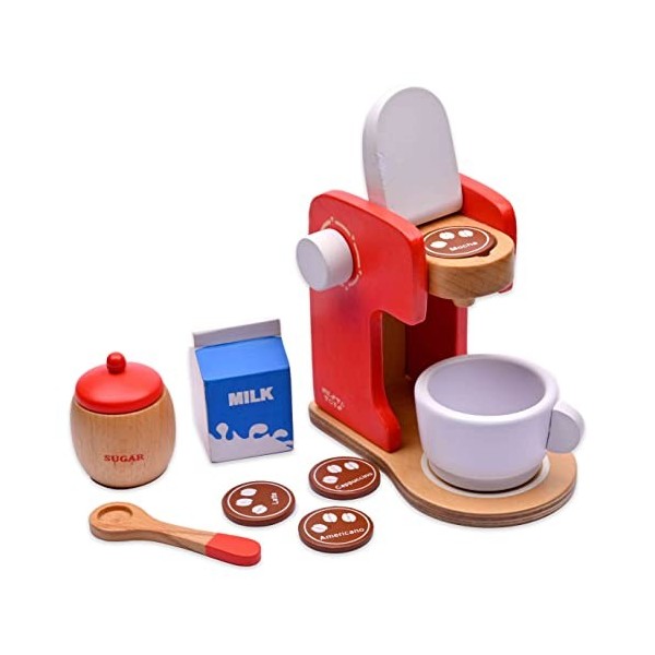 Nesta Toys - Wooden Coffee Maker Toy Kitchen Cooking Toy for Learning and Special Needs Developmental Set for Small ChildrenP