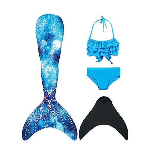 shepretty Queues de Sirène Mermaid Bikini Maillots de Bain Costume Cosplay pour Filles，xiaoheiJCKA15-150