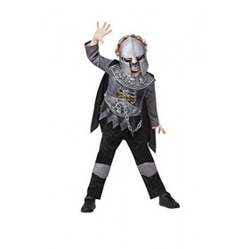Smiffys 56428S Costume de chevalier squelette de luxe pour garçon, argent et noir, S 4-6 ans
