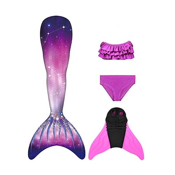 shepretty Queues de Sirène Mermaid Bikini Maillots de Bain Costume Cosplay pour Filles，xiaofenJCKA17+WJF74,140